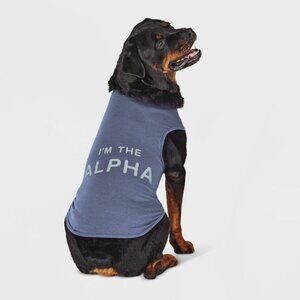 NEW Boots & Berkley Medium/40 lbs. Pet Apparel Dog Tank Top 'I'm the Alpha' Blue